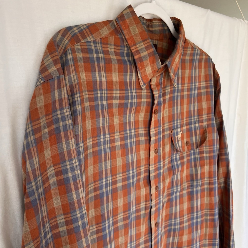 Vintage Wrangler Gold‎ Men's XL Plaid Button-Up Shirt, Lightweight
